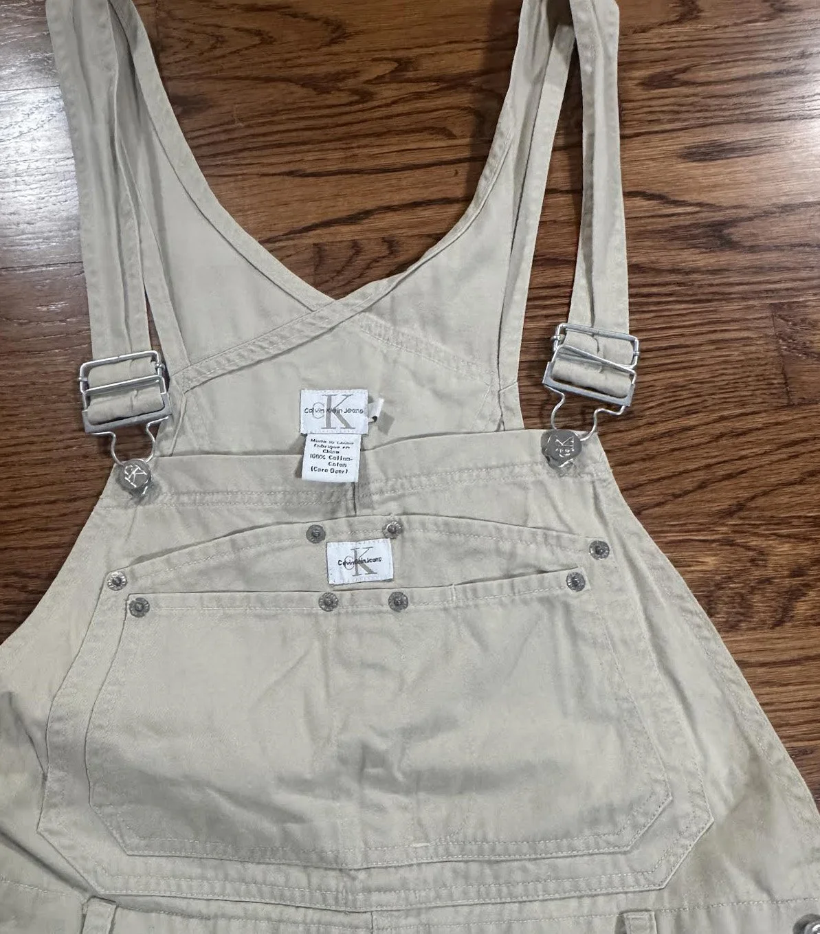 Vintage Calvin Klein Khaki Carpenter Overall Shorts (Size M